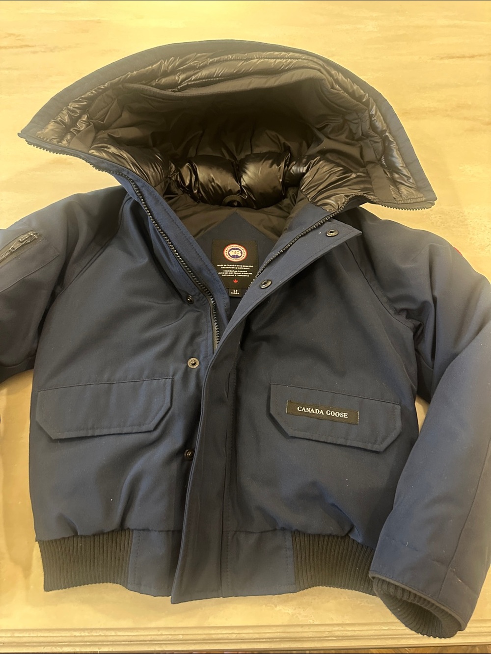 KIDS Canada Goose Navy Blue Puffy-Lined Bomber Jacket
